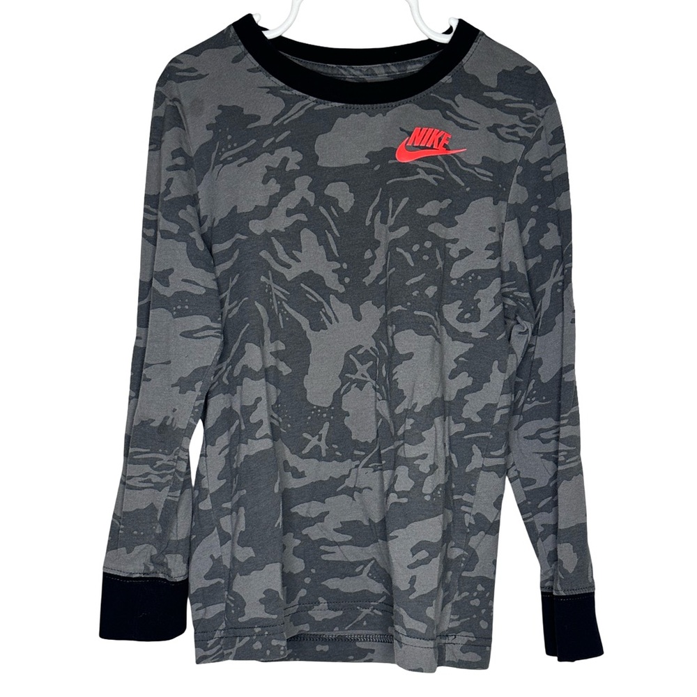 Nike Black and Gray Camo Long Sleeve Shirt (boys 6-7)